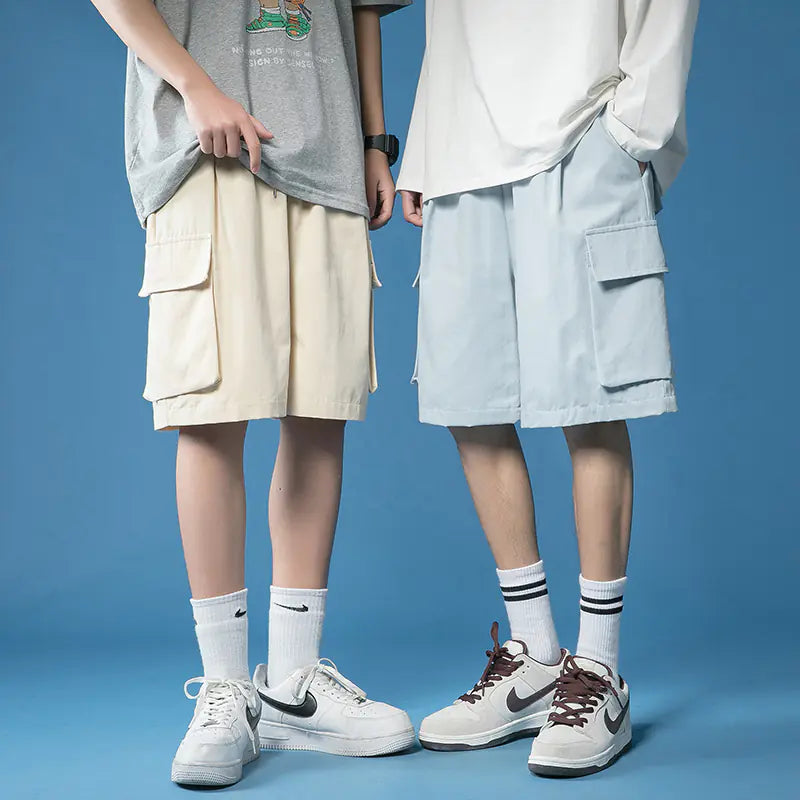 Men's Thin Loose Solid Color Cargo Shorts