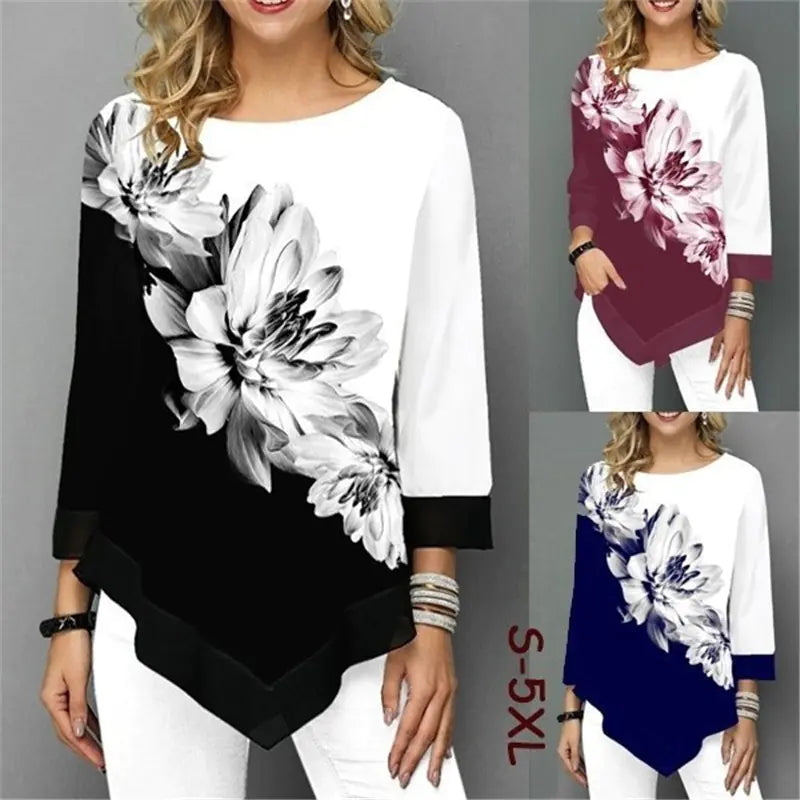 Fashionable 2019 Women's Loose Fit Irregular Hem Shirt